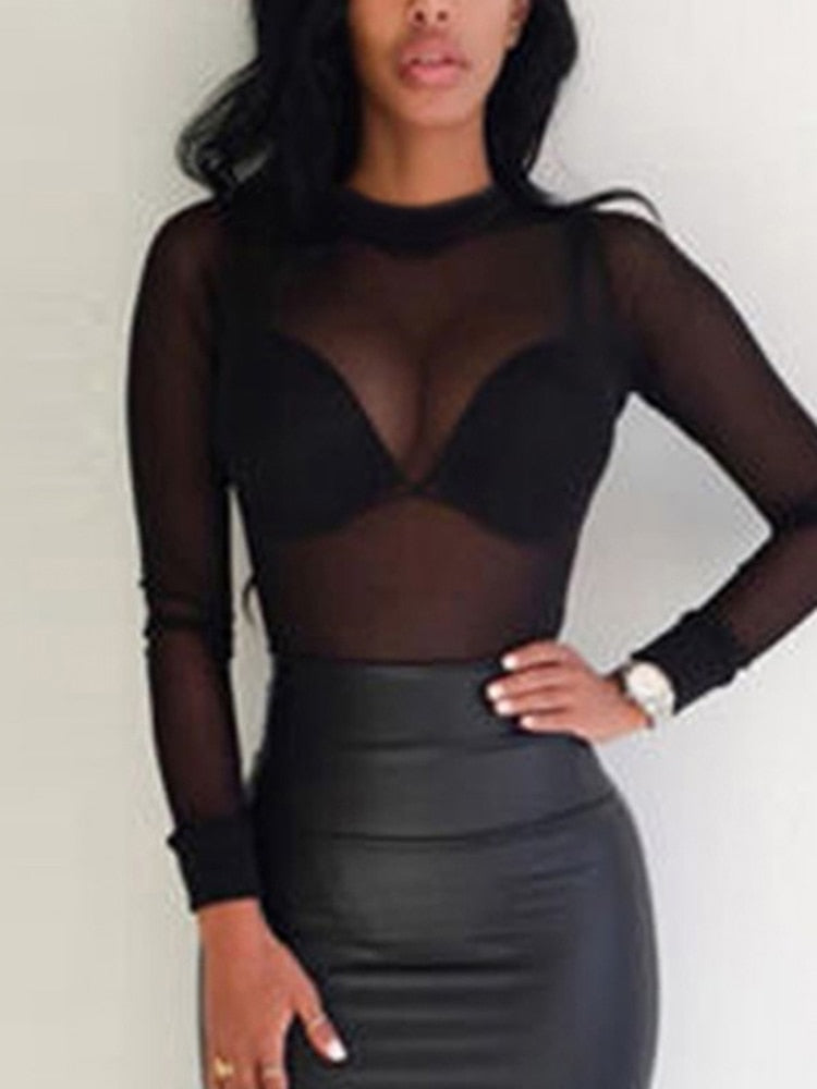 Blusa de Tule Sexy Acessiva